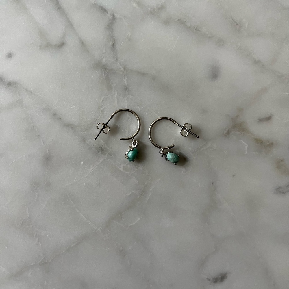 Free People Turquoise Dangle Mini Hoop Earrings